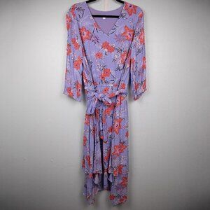 J.Jill blue tropical floral print dress-L